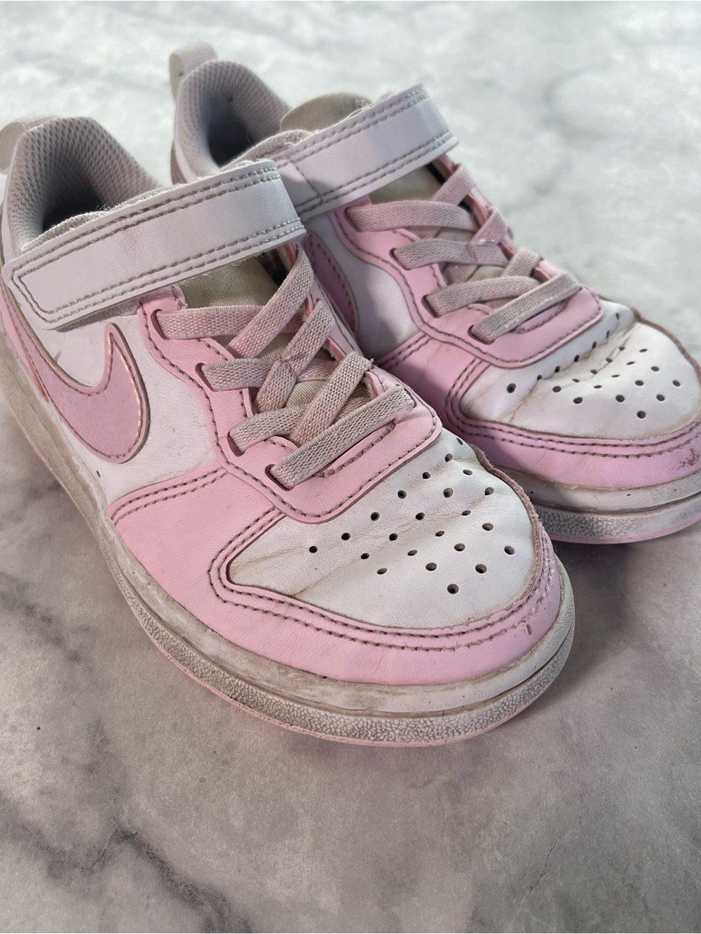 Nike Court Borough Low Recraft White/Pink Sneakers Girls Size 11C All Day Play
